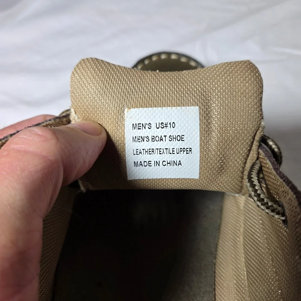 Margaritaville Mens Boat Shoes Olive Green Leather Textile Loafers Size 10 S1592